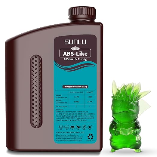 SUNLU Upgraded 2000G ABS Like Resin for 3D Printer, 405nm UV-Curing Resin LCD/DLP/SLA 3D Printers, 3D Printer Resin Fit Most Brand, Clear Green 2kg