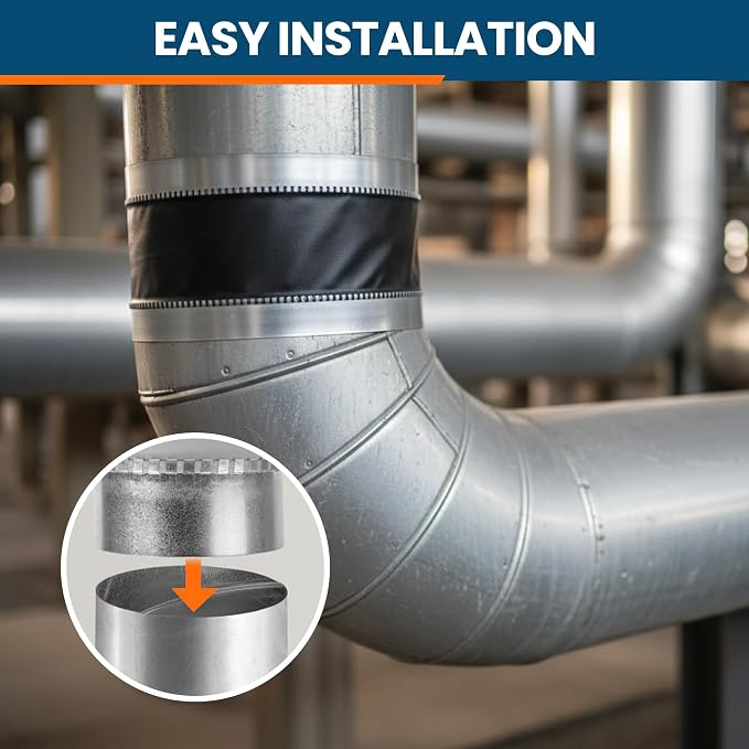 Vinyl Flexible Duct Connector – 9-1/2 x 50 ft PVC and Steel HVAC Ventilation Ducting, Heavy Duty Building Supplies for Home Improvement HVAC Duct Work