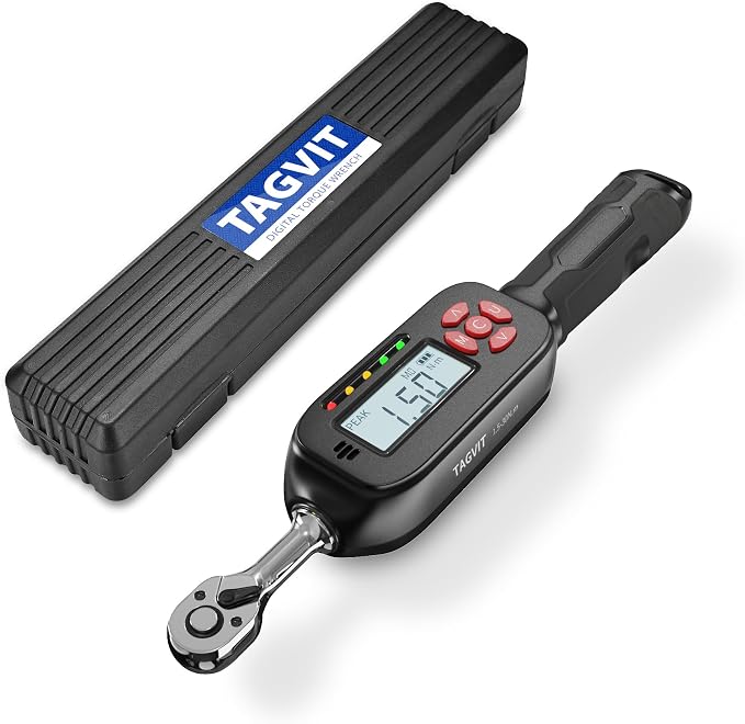 1/4 Inch Drive Digital Torque Wrench, 1.1-22.1Ft.lb/1.5-30Nm Electronic Bike Torque Wrench, ±2% Accuracy with Preset Value, Data Storage, Buzzer and LED Flash Notification for Bicycle Moto