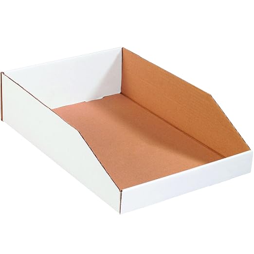 Partners Brand PBINEB1812 Open Top Bin Boxes, 12" x 18" x 4 1/2", Oyster White (Pack of 50)