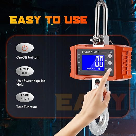 CGOLDENWALL Digital Crane Scale 2200lb Hanging Scale with Switchable kg/lb Display - ideal for Farms, Hunting and Livestock