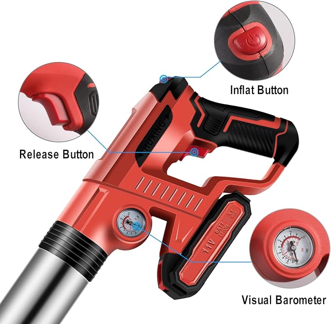 Electric Toilet Plunger with 2 batteries，Drain Clog Remover Tools,High Pressure Air Toilet Plungers Heavy Duty Plunger For Toilet,Bathroom,Floor Drain,Sewer,Pipe，RED