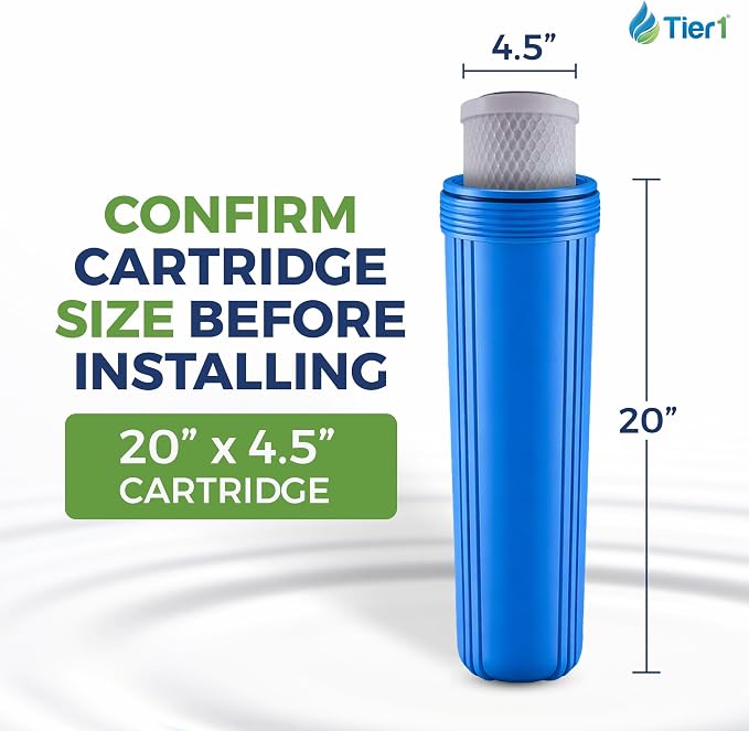 Tier1 5 Micron 20 x 4.5 Water Filter | Radial Flow Granular Activated Carbon Whole House Cartridge | Replacement for Pentek EP-20BB, 155583-43, CB-45-2005 | 4.5 x 20 Water Filter (4-Pack)
