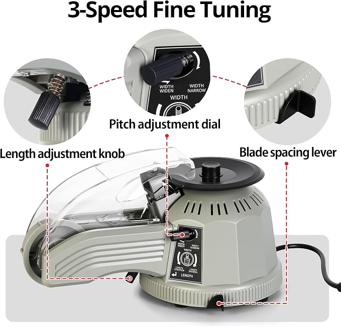 Rotary Disc Tape Cutting Machine, Automatic Tape Dispenser, 13-60mm Cutting Length, 3-25mm Tape Width, for Offices School Warehouses