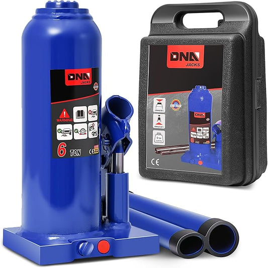 DNA Motoring 6 tons / 13228 lbs Lifting Automotive Welded Hydraulic Bottle Jack for Repair Vehicle, Pickup, Truck, w/Manual Handle, Blue,TOOLS-00356
