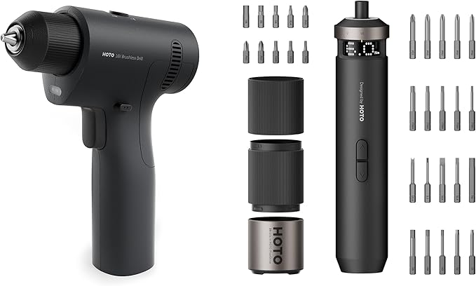 HOTO 16V Brushless Power Drill +PixelDrive Electric Screwdriver