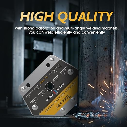 TOOLIOM Hexagon Welding Magnets Multi-Angle Strong Magnetic Welding Holder 55LB 4PCS Pull Force Holding Power Welding Accessories
