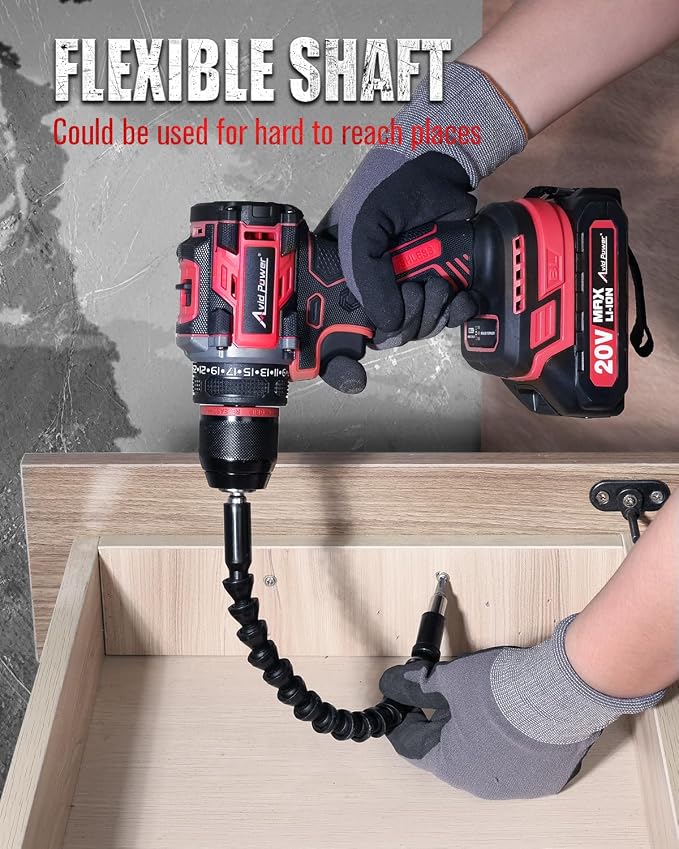 AVID POWER Brushless Power Drill Set, 20V Cordless Drill Driver Kit with 2.0Ah Battery and Charger, 3/8-Inch Metal Chuck, 355 In-lbs Torque, 2-Variable Speed, 26 Position and 22pcs Accessories