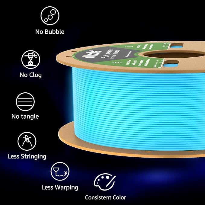 PLA+ 3D Printer Filament Luminous Blue, 1.75mm No Tangle, Net Weight 2.2lbs Spool (1kg, PLA Pro Plus, Blue with Glow in The Dark Effect