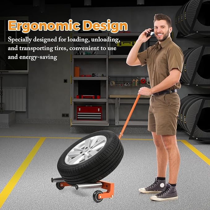 BEAMNOVA Heavy Duty Tire Dolly 330 LBS Tire Lifting Tool Wheel Dolly with Adjustable Roller Car Automotive Tire Moving Tool Cart Wheel Lift for Workshop, Garage