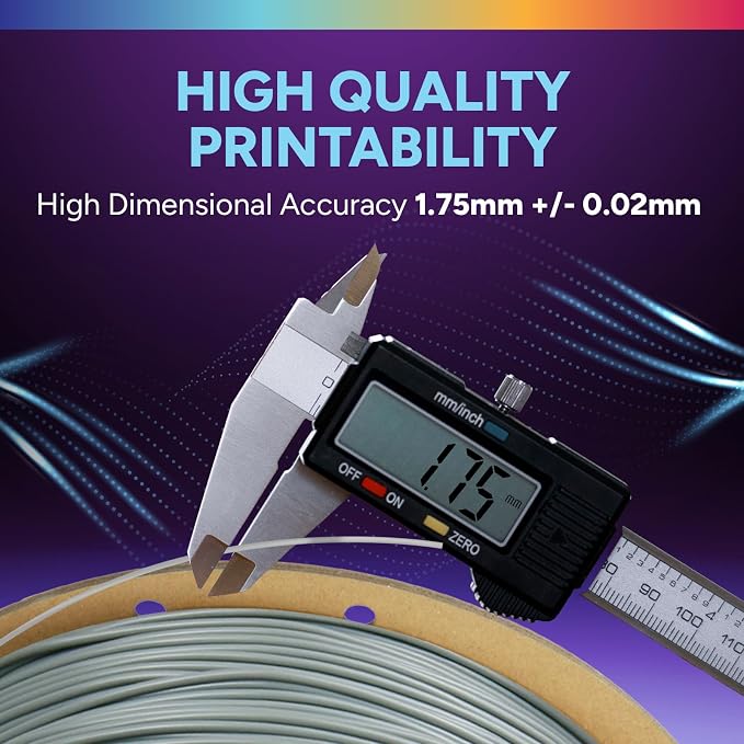 OVERTURE High Speed TPU 95A Flexible 3D Printer Filament 1.75mm | High Elasticity & Durability Filament,1kg Spool(2.2lbs),Fit Most FDM Printer(HS TPU Grey)
