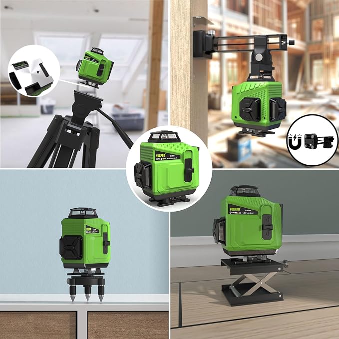 360 Laser Level for Tiling, Floor, Wall & Ceiling Alignment – Self-Leveling Horizontal & Vertical Cross Line Laser with Hard Case