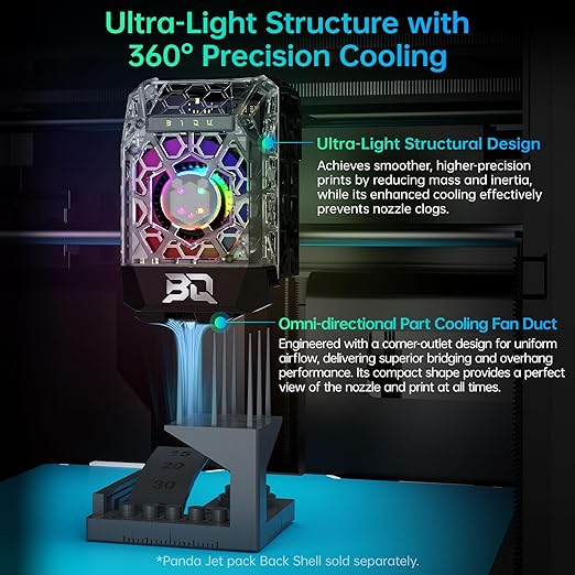 BIQU Panda Jet Pack V2.0 Transparent Shell with RGB Light Upgrade Print Head for Bambu-Lab P1P/P1S/X1C/X1E 3D Printer