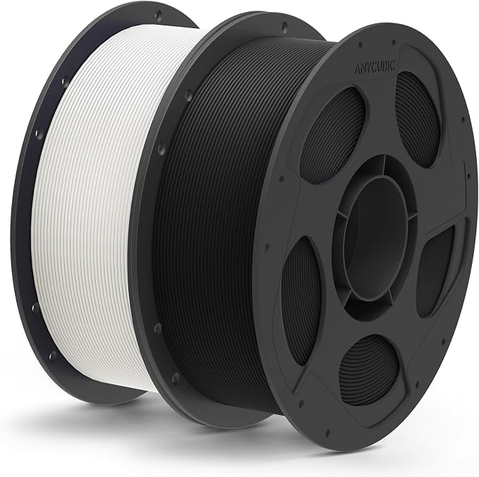 ANYCUBIC Matte PLA Filament Bundle 2KG, 3D Printing PLA Filament 1.75mm Dimensional Accuracy +/- 0.03mm, 1KG Reusable Spool, Matte White +Black