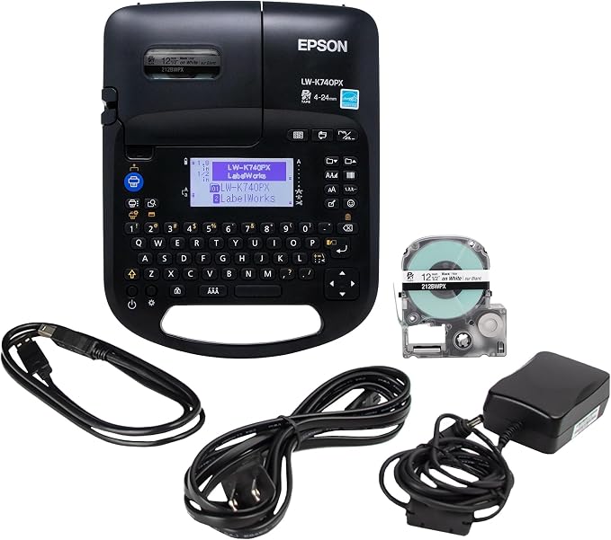 Epson LABELWORKS LW-K740PX Industrial Handheld Label Maker for Office Home & Healthcare – Custom Durable Identification and Organization Labels - Full Kit