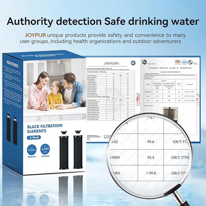 Gravity Water Filters Replacement for Berlky BB9-2 & PF-2 Fluoride Filters, 7-Stage Filtration, NSF/ANSI 42 & 372 Certified, Filters Compatible with Berlky Gravity Systems (2 Black, 2 Fluoride)