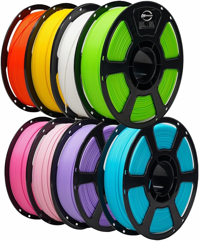 3D Printer Filament Bundle, PLA Plus Filament 8KG 1.75mm, Neatly Wound Filament for Most 3D Printer, 8 Colors, 1kg Spool,Lakeblue Purple Pink Rosepink White Neongreen Yellow Orange