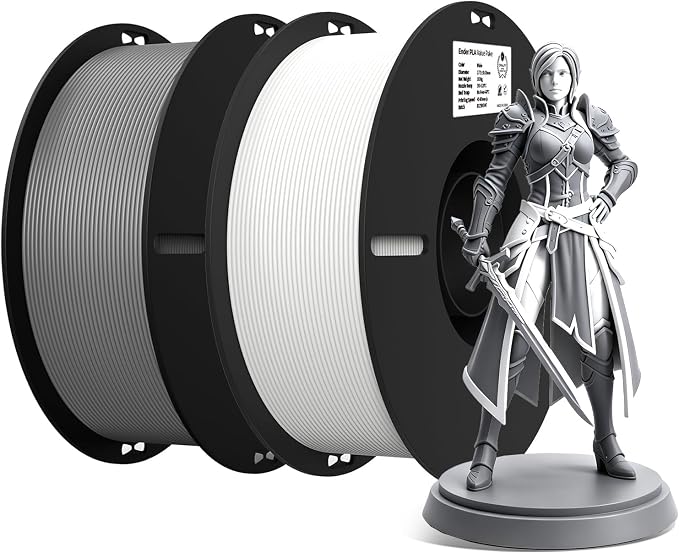 Creality 3D Printer Filament, White and Grey PLA Filament 1.75mm Bundle for 3D Printing, Ender PLA Filament No-Tangling Strong Bonding, Accuracy +/- 0.02mm