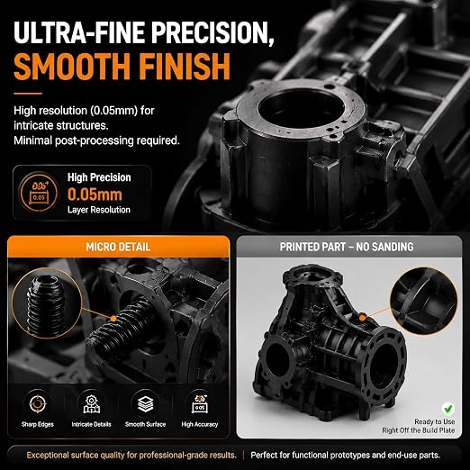 Up to 536℉(280°C) 3D Printer Resin, High Temperature resina, High Precision 3D Printing Resin for Engineering, Industrial Parts, 405nm Photopolymer Resin for DLP/LCD Black, 1000g