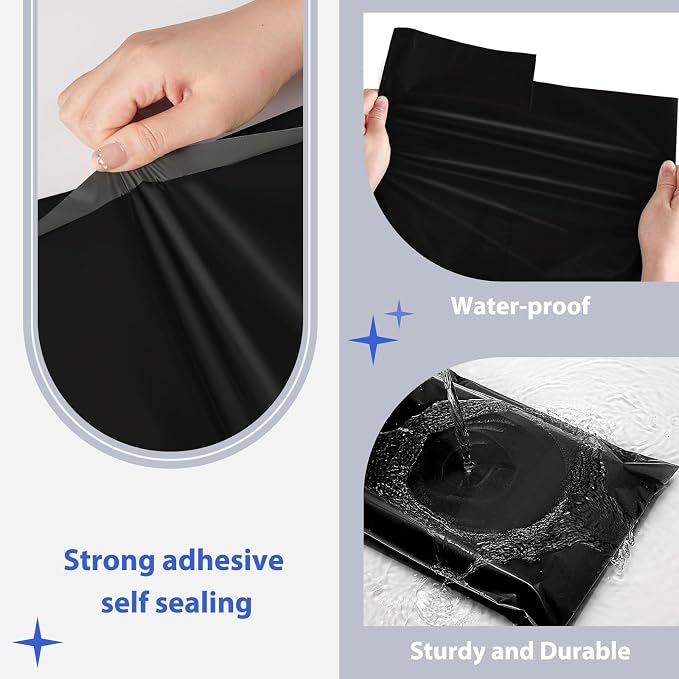 Fuxury Poly Mailers 17.7 X 22" 50 Pcs,Large Shipping Bags for Clothes,Black | Tear-resistant Shipping Envelopes,Durable Self Seal Mailing Bag,Waterpoof Large Polymailers For Business,Boutique & Online