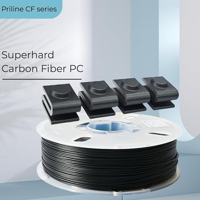 Surperhard Carbon Fiber Filament, PRILINE Superhard Carbon Fiber Polycarbonate 3D Printer Filament 1.75mm, High Strength Glass Fiber 3D Printing Filament 1kg Spool, Black