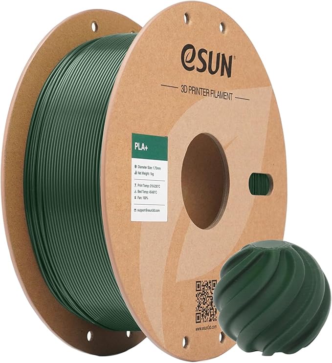 eSUN PLA+ Filament 1.75mm, 3D Printer Filament PLA Plus, Dimensional Accuracy +/- 0.03mm, 1KG Spool (2.2 LBS) 3D Printing Filament for 3D Printers, Olive Green