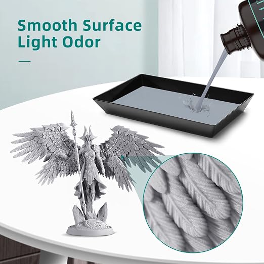SUNLU 3D Printer Resin, 1kg Fast Curing Standard 3D Resin for LCD DLP SLA Printers, 395-405nm UV Light Curing Photopolymer Resin, Low Shrinkage, High Precision, 1000g, Grey