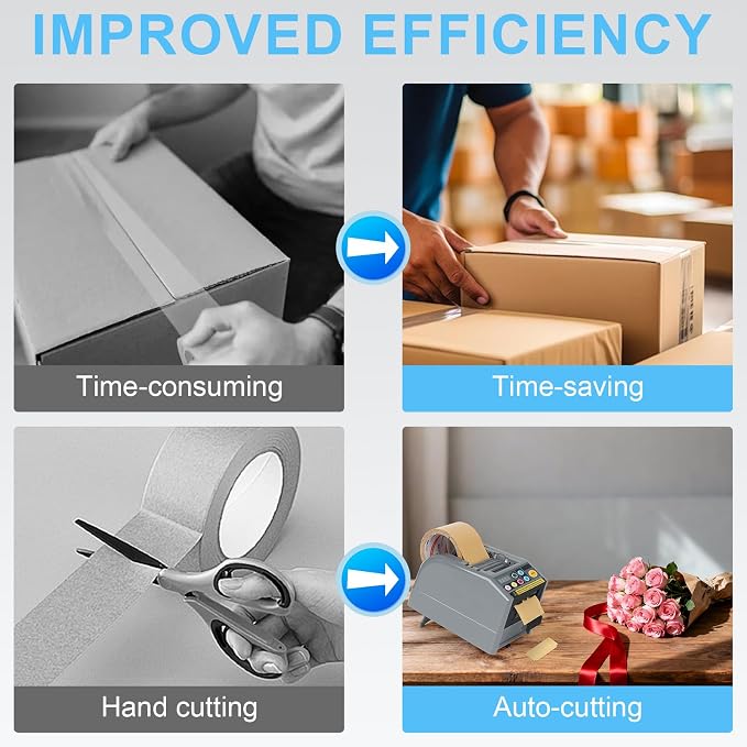 Ribbon Cutting Machine, Automatic Tape Dispenser, Dual-Tape Design, 999mm Max Cut Length, Smart Memory & Safety Sensor for Office, Craft, and Packaging Use