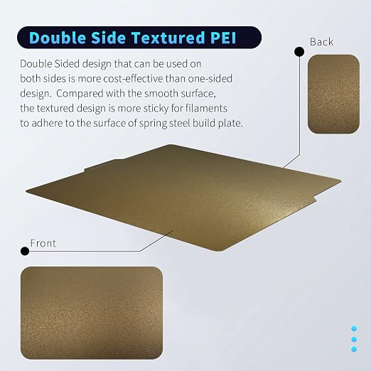 Double Sided for Bambu Lab X1/X1C/X1E/P1P/P1S/A1 Build Plate PEI Sheet Heated Bed Spring Steel Flexible Platform 257.5x257.5 mm Textured Board for 3D Printer