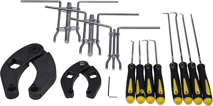 JEENDA Hydraulic Cylinder 3/4" and 1/2" Adjustable Gland Nut Wrench, 8PCS Install Tool Set, 3PCS Piston Rod Seal U-cup Installation Tool Kit Set Universal J05321 Hydraulic Cylinder Tools