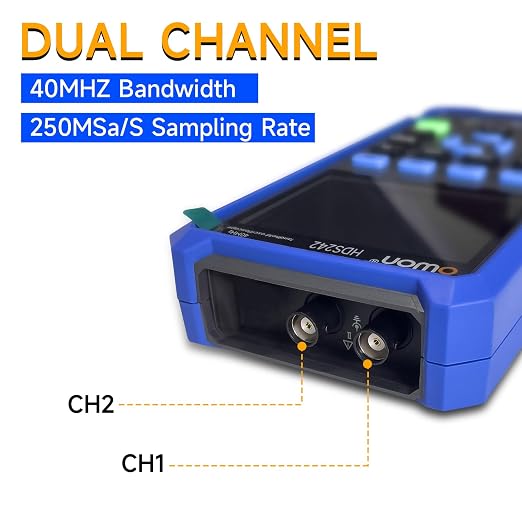 OWON Digital Handheld Oscilloscope Multiumeter 2 in 1,2 Channels, 40MHz Bandwidth, 250MS/s Sample Rate, 3.5" LCD Multiumeter Signal Generator Digital Oscilloscope Multimeter,Lab Oscilloscope HDS242