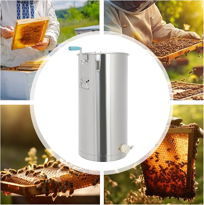 Electric Honey Extractor, Stainless Steel Beekeeping Extractor Equipment, Honeycomb Drum Spinner with Adjustable Stand for Beekeeping Starter Harvest Honey
