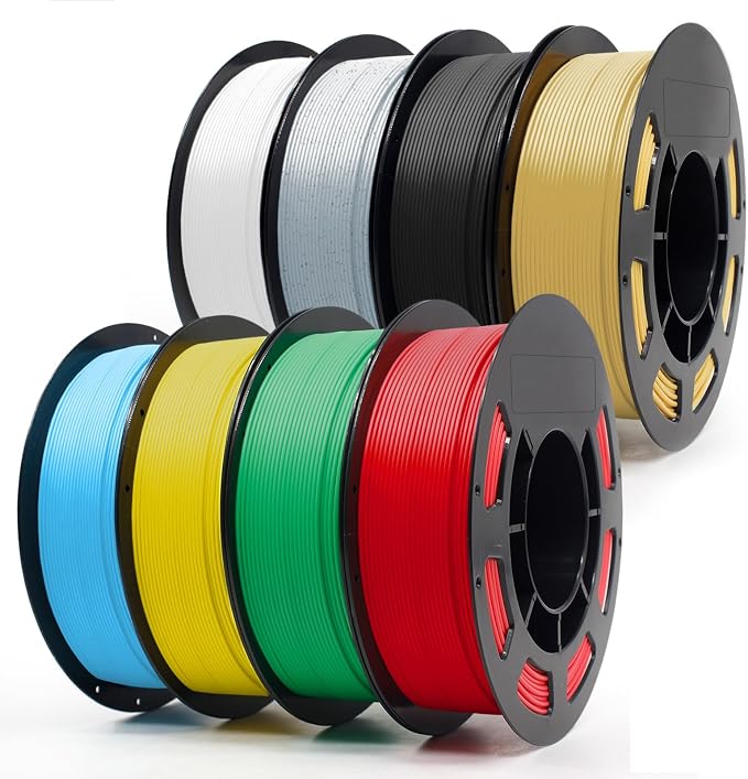 1.75mm Matte PLA Filament 8 Colors 250g 8 Pack, Low Warping Smooth Print 3D Printer Filament for Most FDM Printers