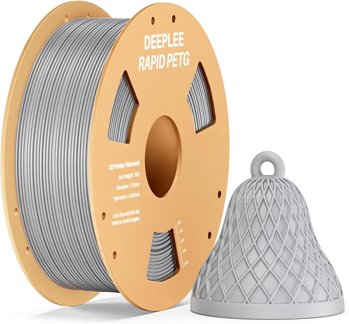 Rapid PETG Filament 1.75mm, High Speed PETG 3D Printer Filament Up to 600 mm/s, Dimensional Accuracy +/- 0.02 mm, Fits for Most FDM 3D Printers, 1kg Gray