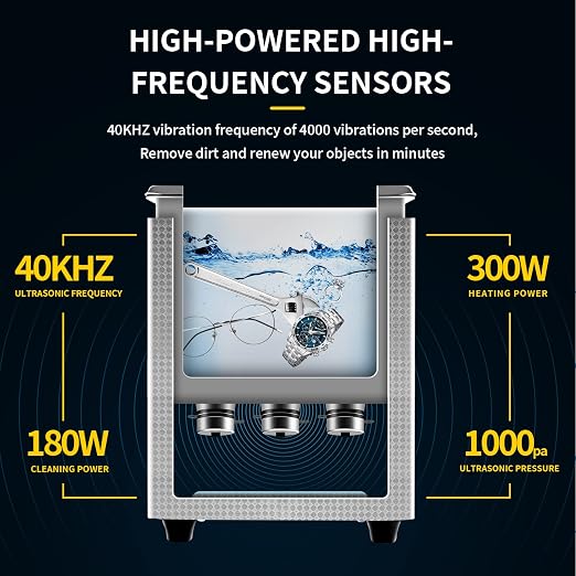 Commercial Ultrasonic Cleaner with Knob, 6L Professional Ultrasonic Cleaner, 40kHz with Heater and Timer for Tools, Jewelry, Watches, Glasses, Dentures, and Small Metal Parts