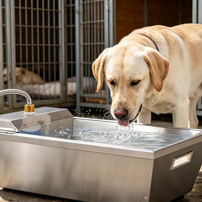 4Gal Dog Water Bowl Dispenser Large Breed Outdoor Automatic Livestock Water Trough Livestock Waterer for Large Dogs Goat Sheep Cow Horse