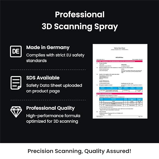 Revopoint 3D Scanning Spray for 3D Scanners, No Cleaning Needed, for Transparent, Reflective or Highly Textured Surfaces Objects, 400ml, Blue