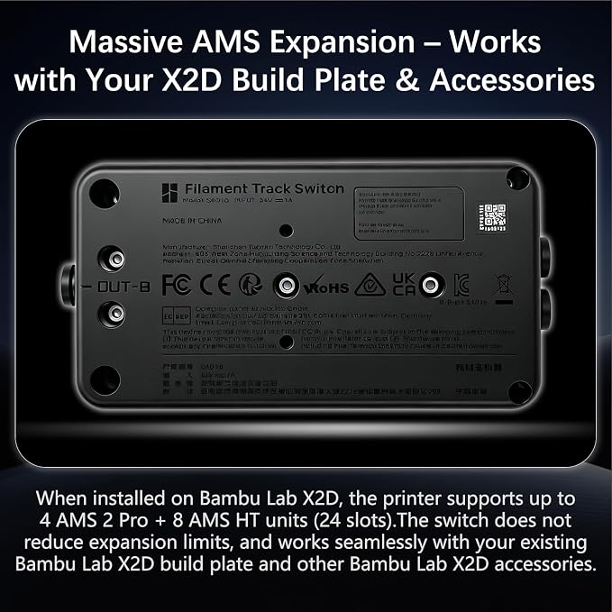Original Bamboo X2D H2C Filament Track Switch-Eliminate Manual Swapping,Automatic Filament Switcher for Bambu Lab X2D H2C, Dynamic Filament Mapping for Dual Extruder, Multi-Color Filament Switcher,