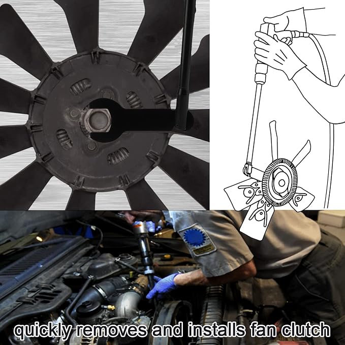 BETOOLL 8PCS Pneumatic Fan Clutch Wrench - 43300 Removal Tool Kit, Auto Repair Spanner Kit Installs Compatible With Ford, GM, Chrysler and Jeep