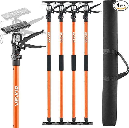 VEVOR Cabinet Jack Support Pole, 4-Pack, 45.7-114.2 Inch Steel Telescopic Quick Support Rod, Adjustable 3rd Hand System up to 154 lbs Capacity for Installing Cabinets, Lifting Drywall, Cargo Bars