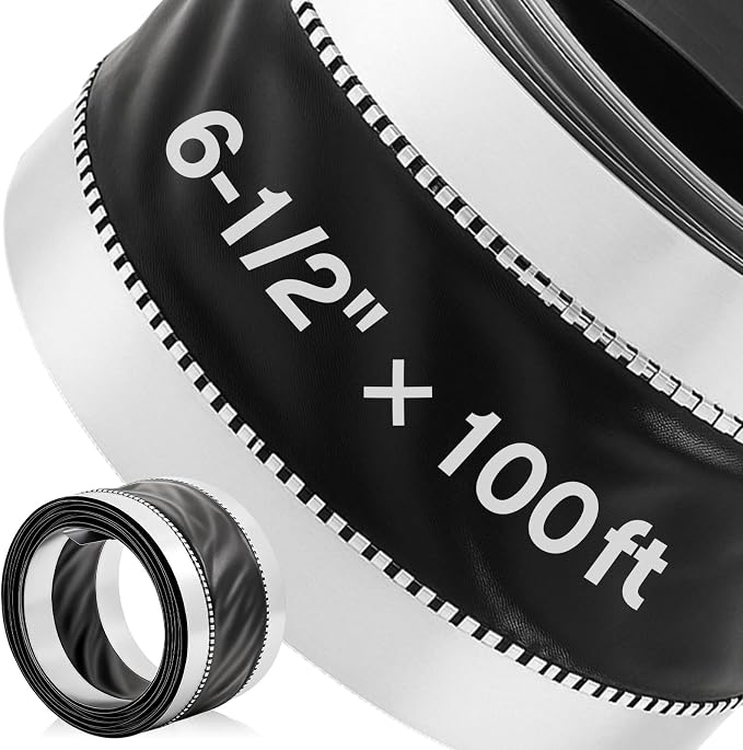 Zonon 6-1/2 x 100 ft Vinyl Flexible Duct Connector Canvas Duct Connector Roll for Dryers Range Hoods HVAC Kitchen and Other Household Scenarios