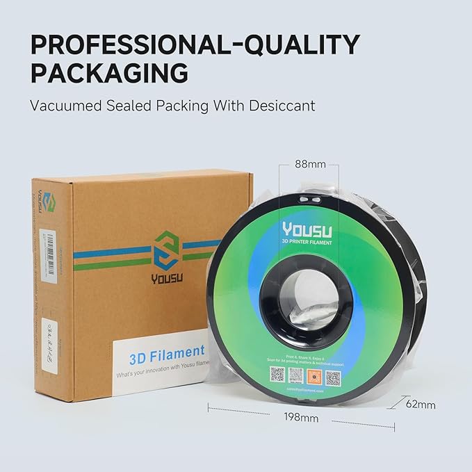 YOUSU Matte PLA Filament 1.75mm, 3D Printer Filament Dimensional Plastic Spool 3D Filament, Accuracy +/- 0.02mm, Higher Toughness, No Clogging, Higher Toughness, 1kg Light Yellow