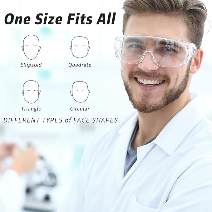Salfboy Safety Glasses Over Eyeglasses with Anti-Fog and Scratch Resistant ANSI Z87 Safety Goggles Over Glasses
