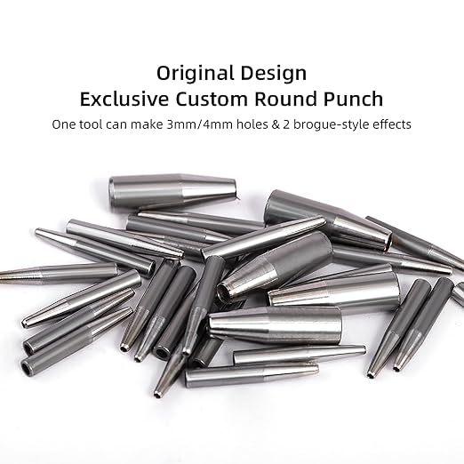 WUTA Brogue Style Leather Hole Punches 3 Holes Puncher Set DIY Hand Perforated Round Stitching Punch Tools Hole Cut for Leather Shoes Bags