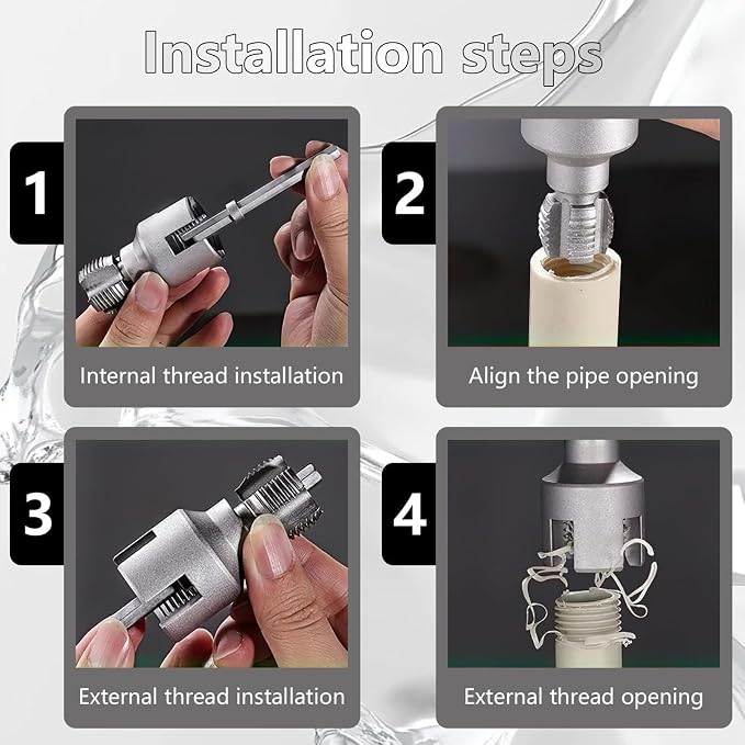 Pipe Tapping and Threading Tool Set,2026 New Premium Carbon Steel Dual-Function Internal & External Pipe Threader Tool 1",3/4", 1/2" Sizes Suitable for All Electric Drills,Plumbing Installation