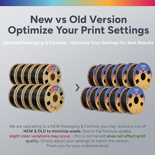 OVERTURE 10KG Bundle High Speed PLA Filament 1.75mm, Neatly Wound 3D Printer Filament 10 Pack 1kg Spool (2.2lbs) Rapid PLA, Fit Most FDM 3D Printers (Black 10-Pack)