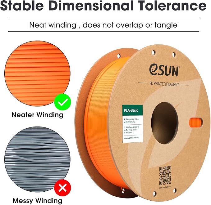 eSUN PLA Basic Filament 1.75mm, 3D Printer Filament High Speed PLA for Fast Printing, 1KG Spool (2.2 LBS) 3D Printing Filament for High Speed 3D Printers, Orange