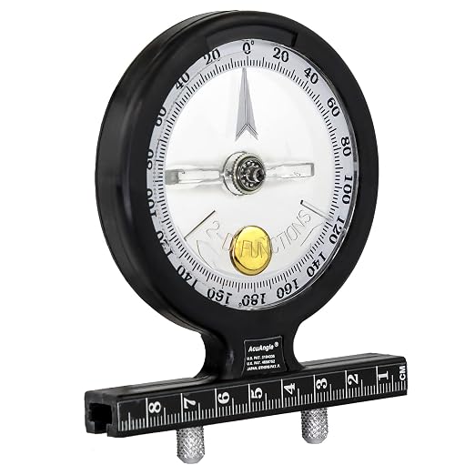 Baseline - W54668 AcuAngle Inclinometer with Adjustable-Feet for Precision Measurement, Testing and Evaluation of Range of Motion of Neck, Hip, Spine, Elbow, Knee, Shoulder, Ankle, Wrist and MCP Joint