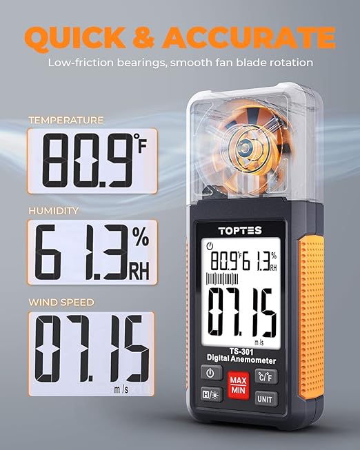 TOPTES TS-501B Decibel Meter & TS-301 Anemometer-an Great Environmental Monitoring Kit for Measuring Noise Levels and Wind Speed Home and Outdoors
