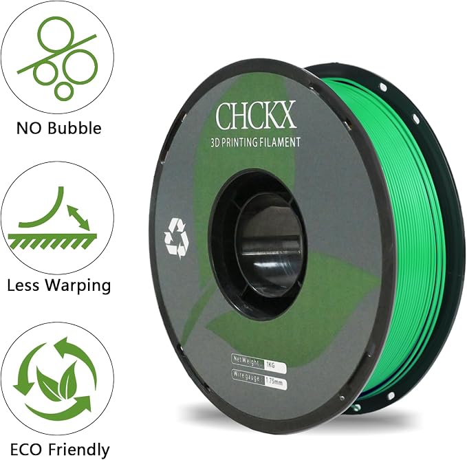 PLA 3D Printer Filament, Dimensional Accuracy +/- 0.02 mm, 1 kg Spool(2.2lbs), 1.75 mm，Christmas Green